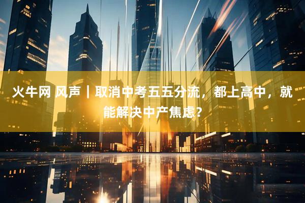火牛网 风声｜取消中考五五分流，都上高中，就能解决中产焦虑？
