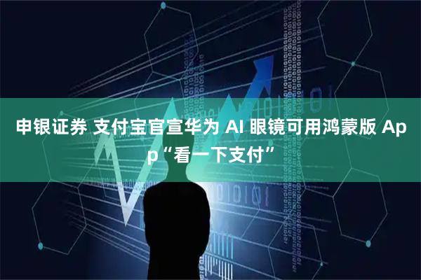 申银证券 支付宝官宣华为 AI 眼镜可用鸿蒙版 App“看一下支付”