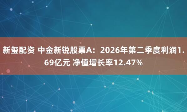 新玺配资 中金新锐股票A：2026年第二季度利润1.69亿元 净值增长率12.47%
